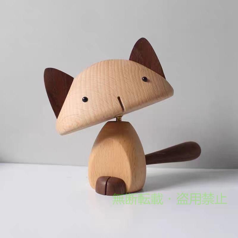 商品名：木人形　木飾り 　　　　キュートキャットCuteCat 材質：ビーチ、ウォルナット 規格：高め110×80×170mm 　　　低め95×95×120mm 重さ：高め120g 　　　低め160g