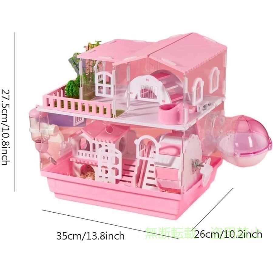 フィービーの【期間限定500円OFFクーポン】ハムスターケージ小動物用飼育ケージアクリル製ペット用品透明デザインハムスターハウス広範囲組み立て式滑り止め通気性お手入れ簡単インテリア食ゾンチー室内用｜アングル2