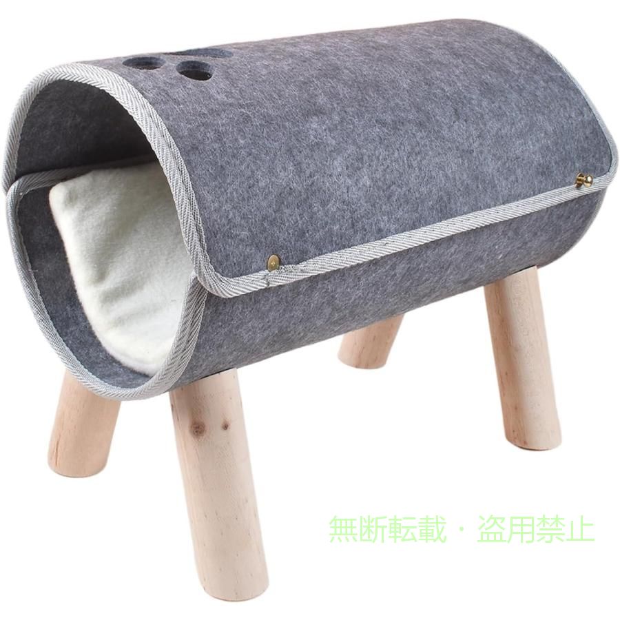 フィービーの【期間限定300円OFFクーポン】猫トンネルベッド ペットベッド 取り外し可能なクッション 洗える睡眠ベッドゾンチー木製脚小屋 猫の洞窟テント 猫ベッドハウス 小型犬用 子猫 犬 ペット用品｜アングル2
