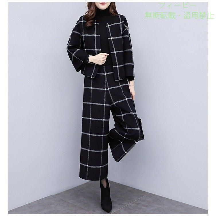 フィービーの【期間限定5％OFFクーポン】卒業式 服 母 セットアップ パンツスーツ レディース 40代 チェック柄 おしゃれゾンチーママフォーマル 卒園式 入学式 ジャケット 通勤 歩きやすい 軽量 快適｜アングル3