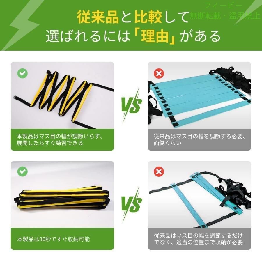 フィービーの【期間限定5％OFFクーポン】ラダートレーニングラダー固定式6m12枚プレートハードルトレーニングサッカゾンチーー野球練習用品敏捷性瞬発力練習用スピードラダープレート初心者対応 スポ｜アングル3