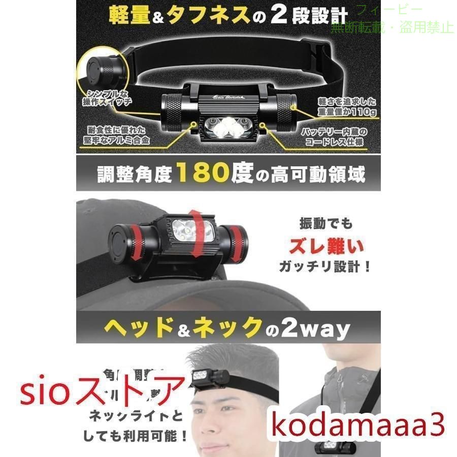【期間限定5％OFFクーポン】ヘッドライト 防水タフネス 釣りに最適 5段の照明 充電...