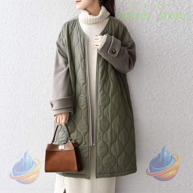 Rakuten - 中綿 レディース 冬 キルティングコート 中綿コートアウター コート 綿服ゾンチーアウター 中綿入り ロング丈 防寒コート ゆったり 暖かい 着回し 体型カバー