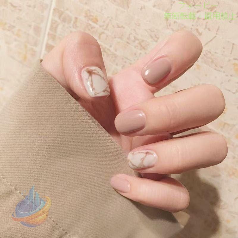 乐天商城 - ネイルチップ ベージュ 大理石 石柄 ネイル チップ ブライダル 結婚式ゾンチー時短ネイル 貼るネイル ウエディング 彼女 誕生日 ギフト つけ爪 女子 レディース