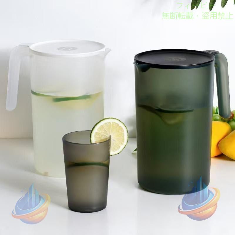 乐天商城 - 2個セット お茶ポット 冷水筒 ピッチャー 横置き 2.5リットル 2リットルゾンチー麦茶ポット 水差し 耐熱 ティーポット 蓋付き 大容量 2.5L 広口 家庭用