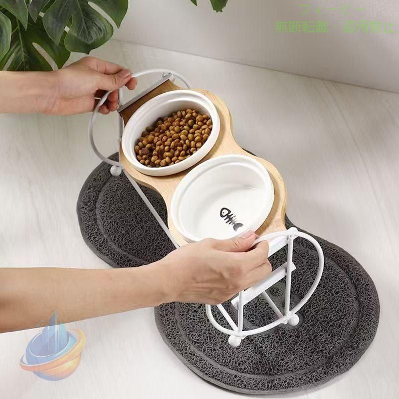 【期間限定5％OFFクーポン】ペットボウル 猫食器 猫用 フード ボウル 猫餌入れ 食器台 2段階調整ゾンチー自然木製 食べやすい 小型犬 斜め ネコ 餌 台 ねこ 餌入れ 皿陶器 ペット用品