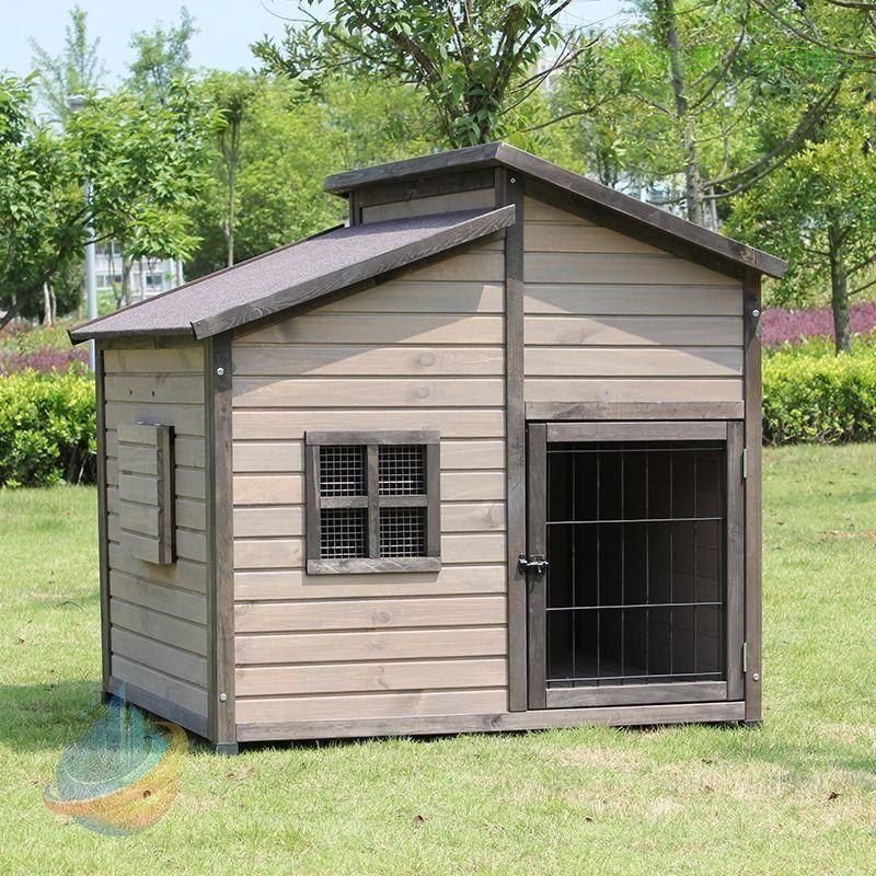 無垢材の犬小屋 屋外の木造犬小屋 大型犬小屋 屋外防水犬小屋