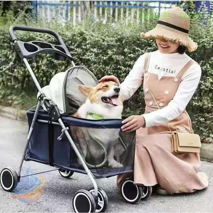 Rakuten - ペットカート 小型犬 折りたたみ 軽量 四輪 ペットバギー 犬 多頭 ドッグカートゾンチー散歩 旅行 ペット用 キャリーカート 移動 介護 ベビーカー 育児便利