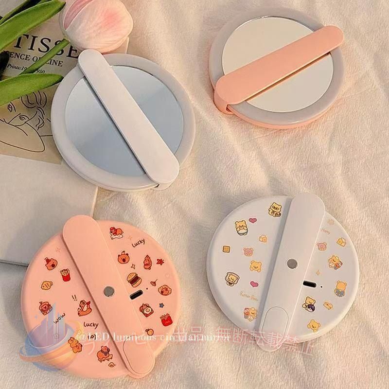 【期間限定300円OFFクーポン】ハンドミラー 手鏡 LEDライト付き レディース 女性 ...