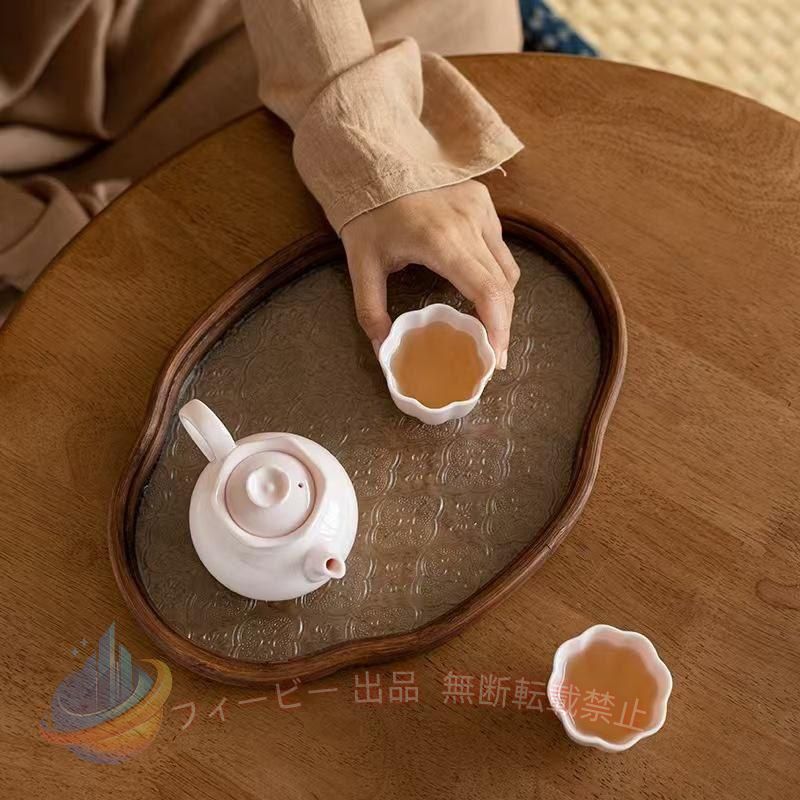 【期間限定300円OFFクーポン】トレー ガラストレイ カフェトレー 木製 茶席 フロー...