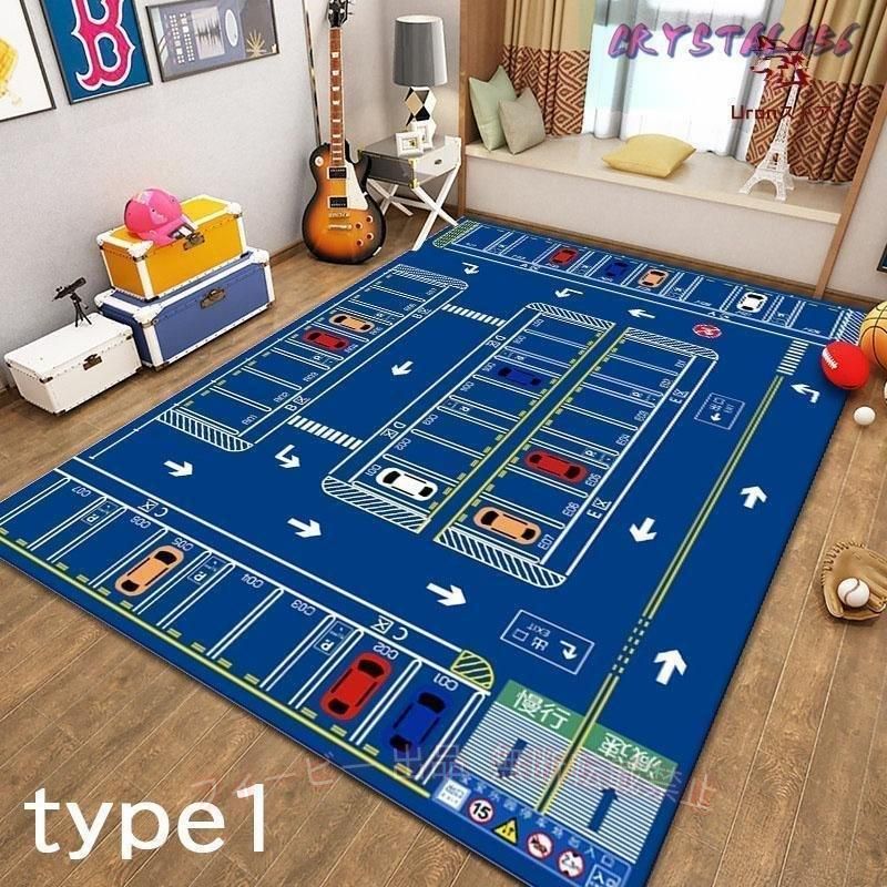 【期間限定500円OFFクーポン】ベビーマット ベビープレイマット ラグ 道路 ロード...