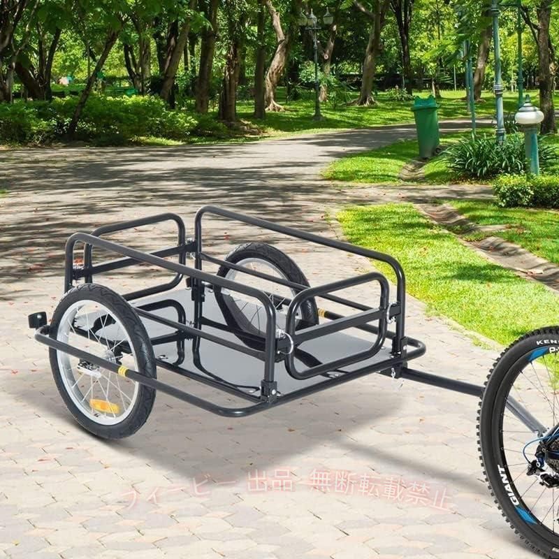 フィービーの【期間限定2000円OFFクーポン】自転車トレーラー折りたたみ式フレームマルチユースサイクルトレーラーゾンチーバイクトレーラー自転車用リアカー折り畳み式貨物自転車トレーラーダブルホ｜アングル3