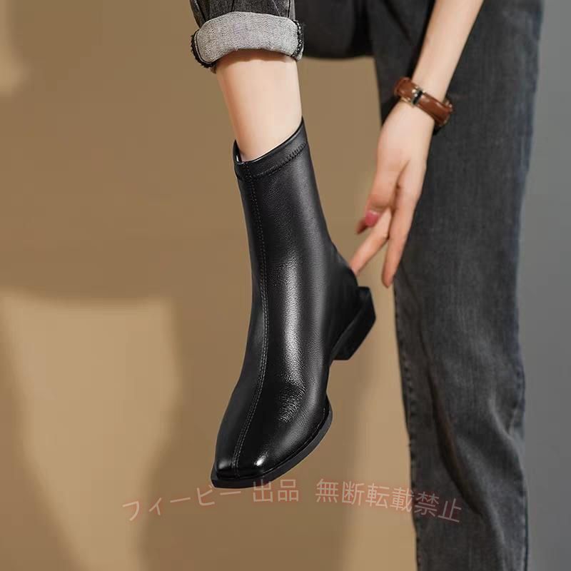 【期間限定500円OFFクーポン】ストレッチショートブーツ4センチヒールレディースお...