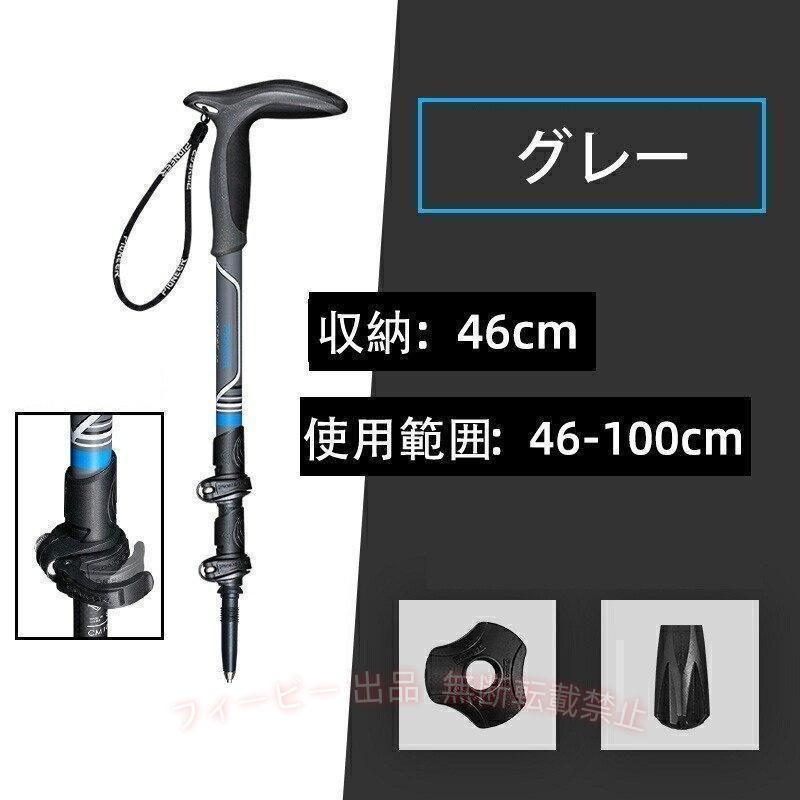 【期間限定500円OFFクーポン】トレッキングポールT型カーボントレッキングステッキ...