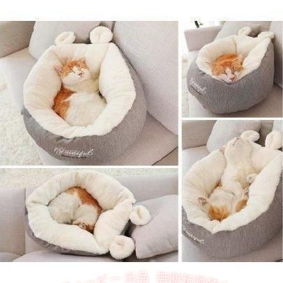 フィービーの【期間限定5％OFFクーポン】ペットベッド Mサイズ クッション 猫 ベッド 犬猫用 小型犬 寝床 猫ゾンチー ふかふか 通年タイプ 大人気 猫ハウス 防寒 クッション キャットハウス 寝具｜アングル2