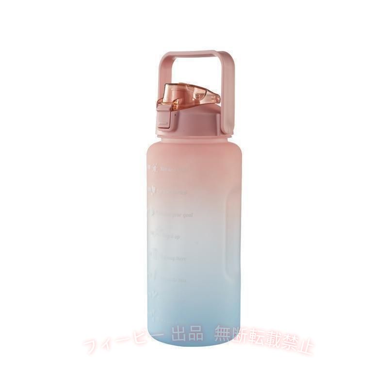 フィービーの【期間限定5％OFFクーポン】水筒 ウォーターボトル タイムマーカー付き 2L 目盛り付き 大容量 ストロー付きゾンチー携帯便利 一部即納 漏れ防止 軽量 直飲み スポーツ 登山 自転車 男女兼用｜アングル3