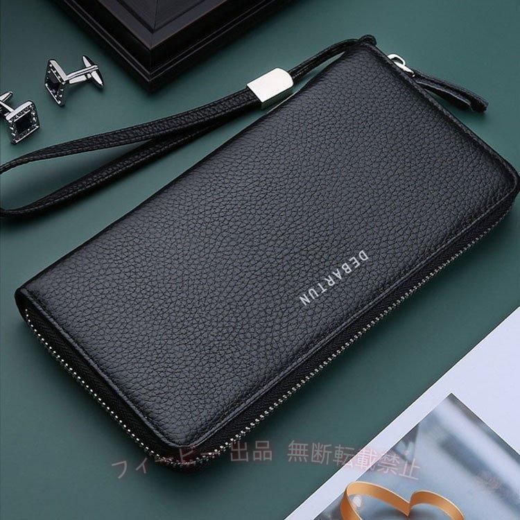 フィービーの【期間限定5％OFFクーポン】長財布メンズ 財布大きく開くファスナーラウンドファスナー革レザーロングウォレットメンズゾンチー長財布収納 携帯大容量ギフト メンズ 男性用 軽量 通勤｜アングル2