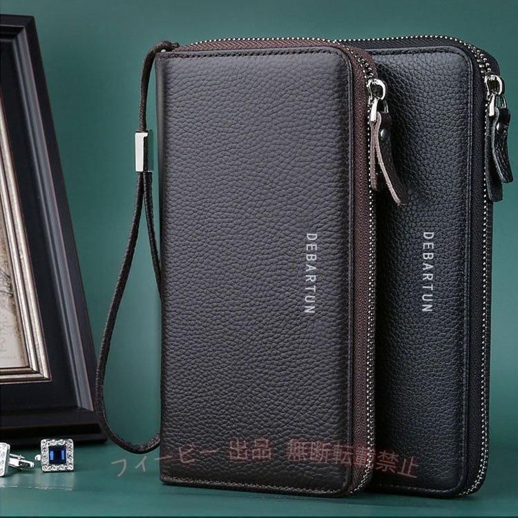 フィービーの【期間限定5％OFFクーポン】長財布メンズ 財布大きく開くファスナーラウンドファスナー革レザーロングウォレットメンズゾンチー長財布収納 携帯大容量ギフト メンズ 男性用 軽量 通勤｜アングル3