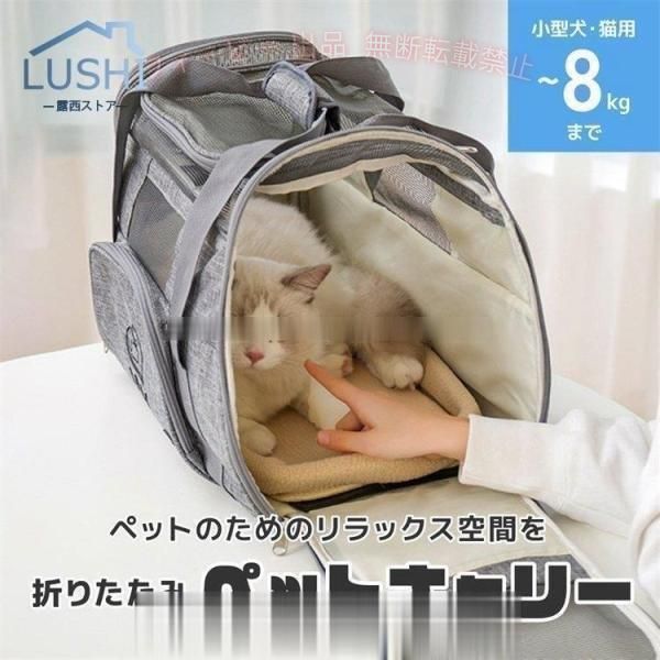 【期間限定500円OFFクーポン】ペットキャリー折りたたみバッグ2wayショルダーグレ...