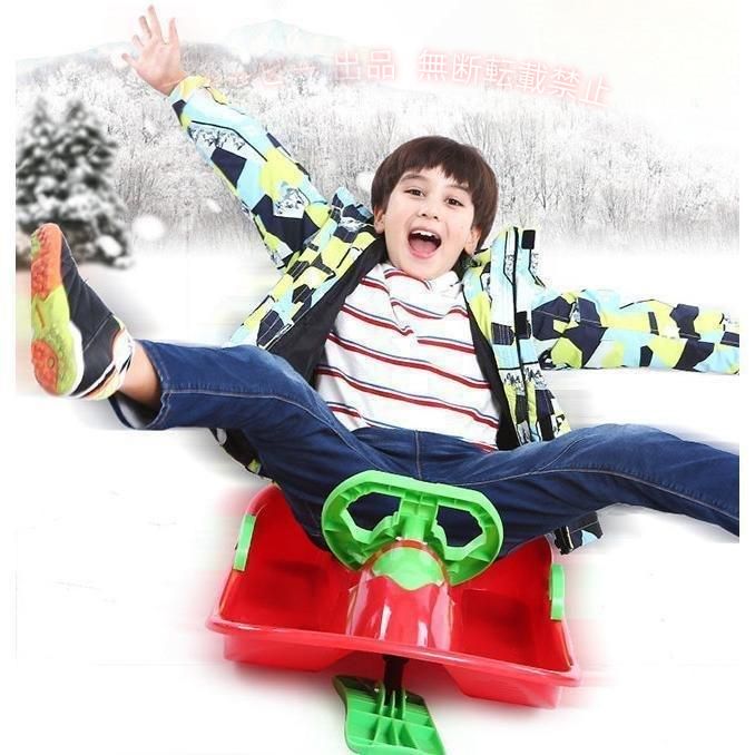 フィービーの【期間限定500円OFFクーポン】ハンドル付きブレーキ付きソリ 大人 子供 雪遊び 雪上遊具 子どもそりゾンチー キッズ そり スキースノース スキー用品 78kg 通勤 通学 おしゃれ きれいめ｜アングル2