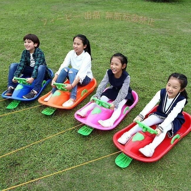 フィービーの【期間限定500円OFFクーポン】ハンドル付きブレーキ付きソリ 大人 子供 雪遊び 雪上遊具 子どもそりゾンチー キッズ そり スキースノース スキー用品 78kg 通勤 通学 おしゃれ きれいめ｜アングル3
