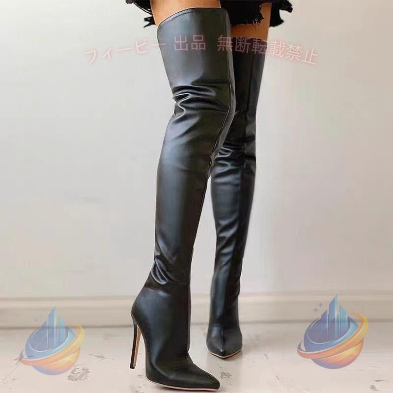 【期間限定300円OFFクーポン】ニーハイブーツ レディース バックジッパー ロングブーツ ハイヒールゾンチー ポインテッドトゥ 美脚 11cmヒール 身長UP サイハイブーツ 通勤 通学 軽量