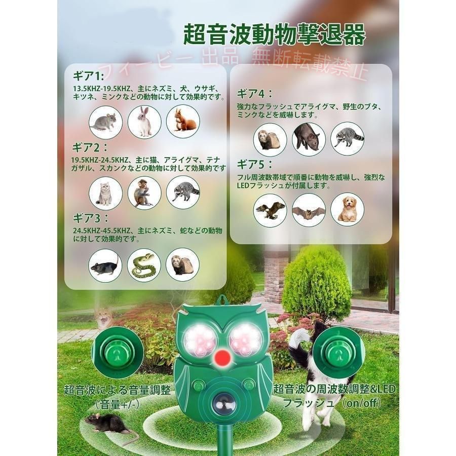 【期間限定5％OFFクーポン】動物撃退器 超音波 害獣対策器 猫よけ 人気 鳥よけ フ...