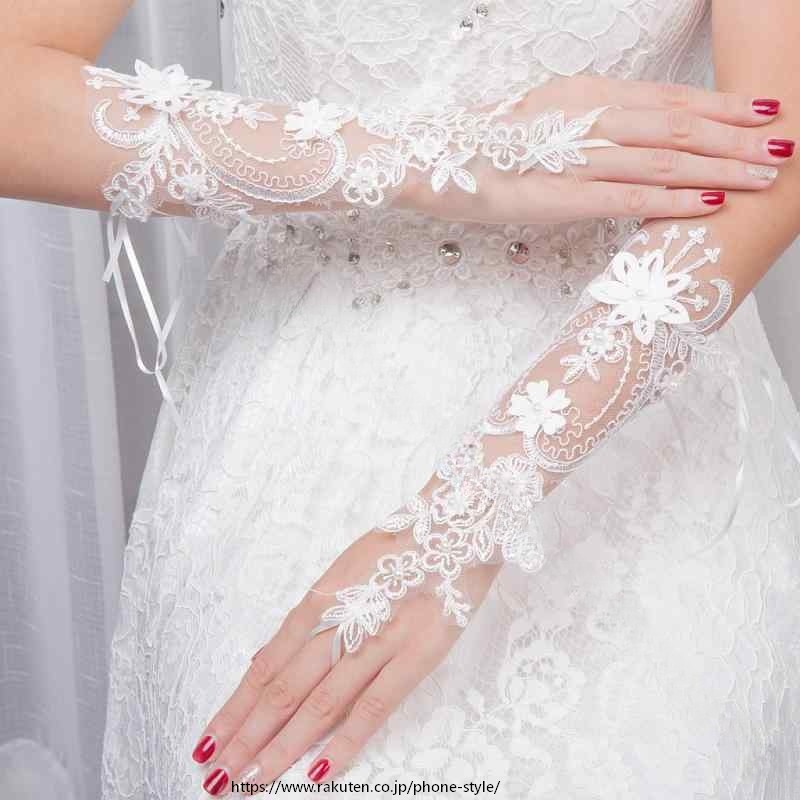 手袋 レディース 結婚式 花嫁 ブライダル ウェディングドレス用 指なし ショート丈 レース リボン オフホワイト アイボリー 上品 エレガント フォーマル ドレス パーティー アクセサリ セットでお得 スリム