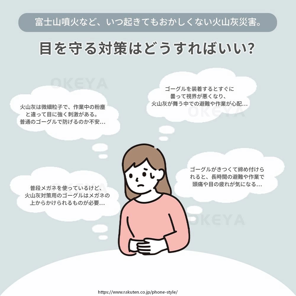 火山灰対策 ゴーグル メガネ対応 防曇 防塵 防風 保護メガネ オーバーグラス 防護ゴーグル 防飛沫 飛来物対策 粉じん対策 災害対策 防災用品 防災セット 避難グッズ 備蓄用品 火山噴火対策 高安全性 オーバーグラス メガネの上から着用可 耐衝撃 花粉 黄砂対策 工事 塗装 phone-style-10009687 アイデア サンプル画像2