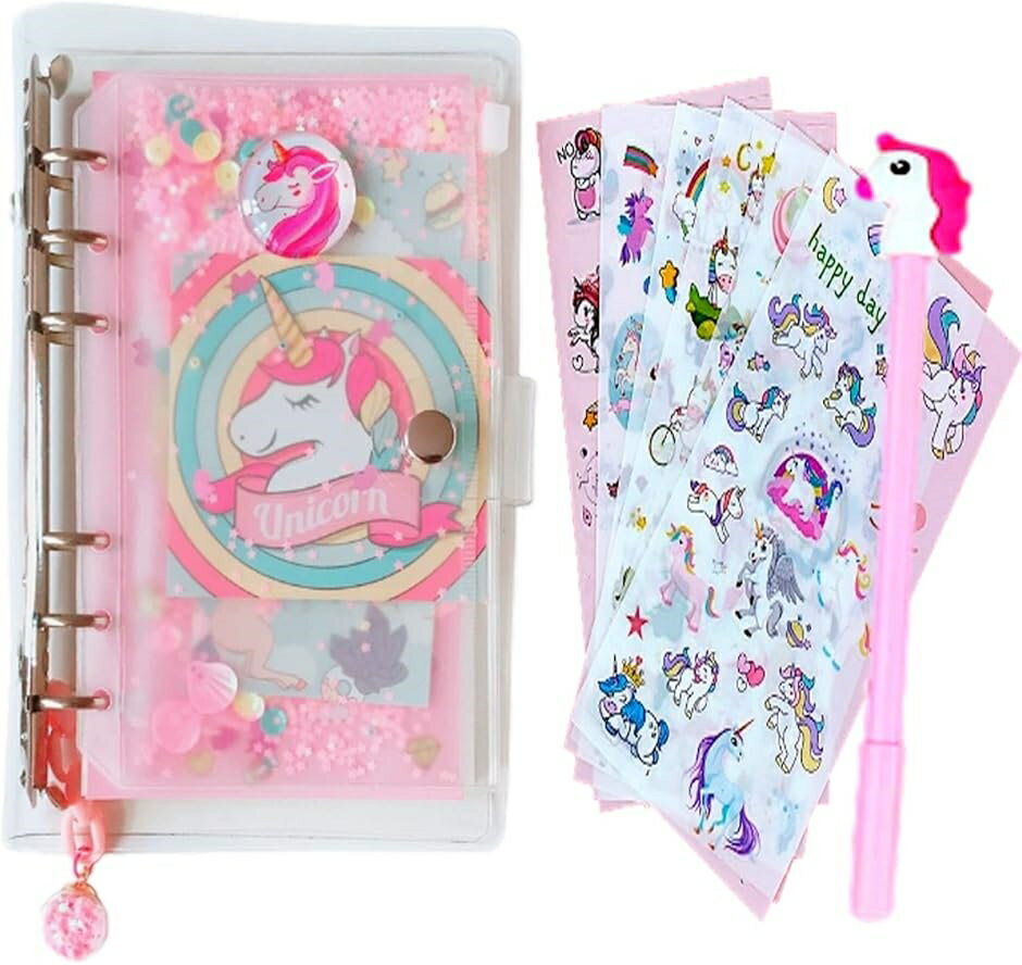 シール帳 手帳 女の子 小学生 子供 キラキラ イラスト 日記帳 ダイアリー ノート メモ帳 ユニコーン
