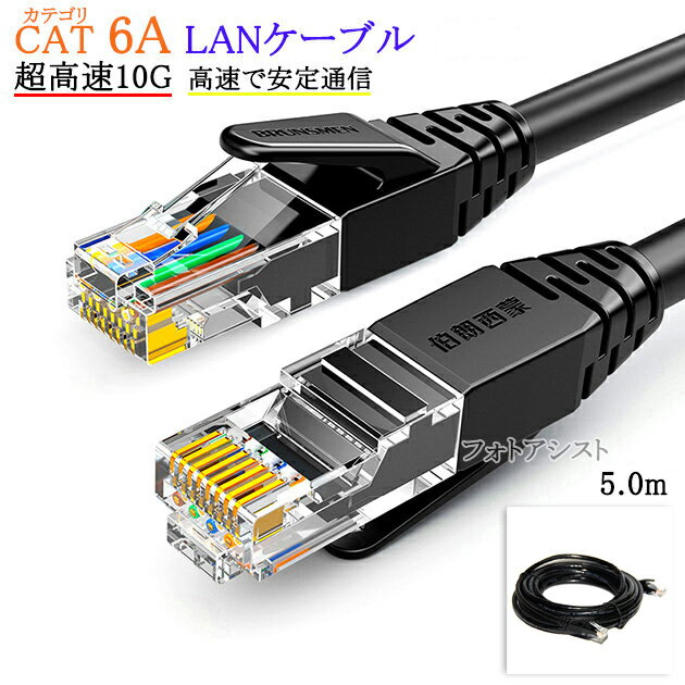 【互換品】その他メーカー2対応 LANケーブル　カテゴリ6A準拠 5.0m RJ45 丸形スタンダードタイプ UTP より線　送料無料【メール便の場合】