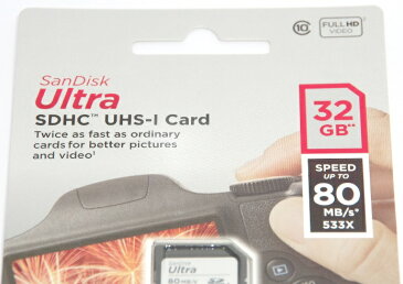 SanDisk サンディスク　SDHCカード Ultra　32GB　海外パッケージ版 Class10 UHS-I 80MB/s (SDカード・メモリーカード) 送料無料【メール便の場合】