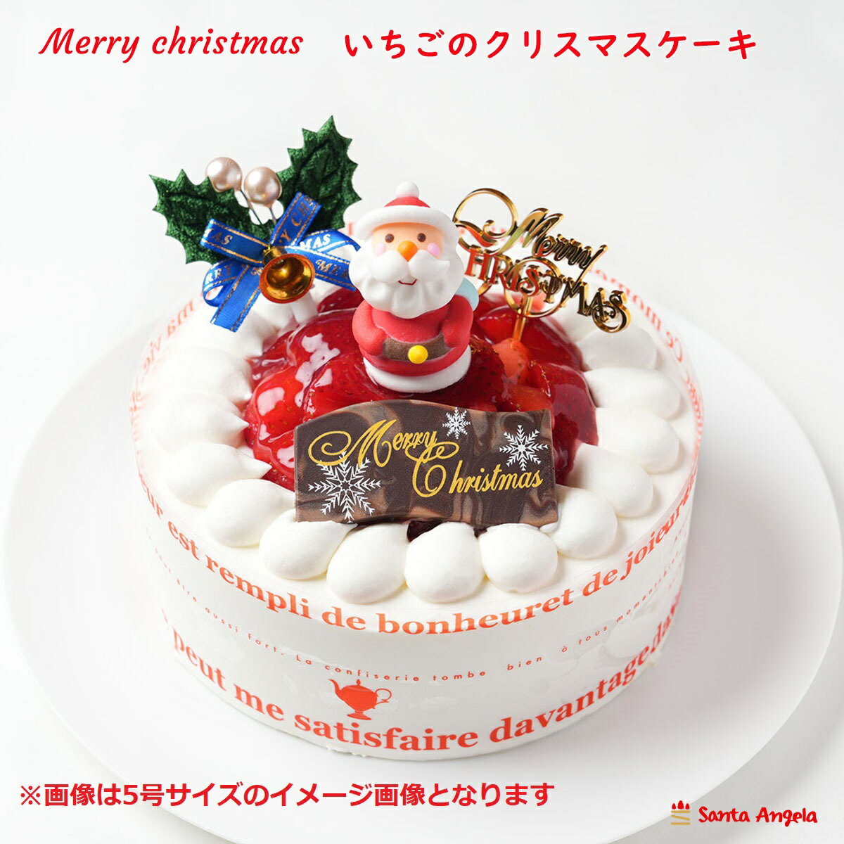 送料無料 2023年 Xmas 苺生クリームケーキ 北海道産生クリーム クリスマスケーキ 苺ホールケーキ Xmasギフト サンタアンジェラ