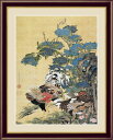 日本の名画 伊藤若冲 紫陽花双鶏図（あじさいそうけいず） 江戸時代 花 雄雌 鶏 動植物 絵 アート 模写 複製画 レプリカ 額装 旅館 客室 客間 和室 日本間 応接室 壁掛け インテリア 巨匠 美術 芸術 画家 新絹本 贈答品 記念品 送料無料（一部地域を除く） 代引き不可