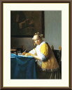 【アート 絵画】世界の名画 フェルメール 手紙を書く女 代表作 有名 フェルメールブルー 絵 風俗画 模写 複製画 レプリカ 額装済 リビング 会社 ロビー 飲食店 店舗 壁掛け インテリア 美術 新絹本 贈答 記念品 送料無料(一部地域を除く) 代引き不可(3)