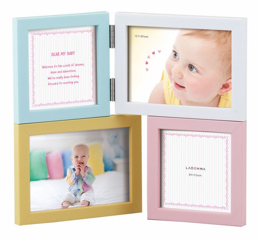 4窓 フォトフレーム （ L判 2枚 ミニサイズ 2枚 ） LB38-40 ラドンナ パーテーション カラフル 写真立..