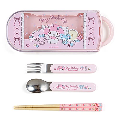 ★ポイント10倍★5日限定★ サンリオ(SANRIO) スプーン フォーク 箸 3点セット 子供用 食洗器・食器乾燥機対応 名前シール付き 日本製 スライド式ケース入り マ