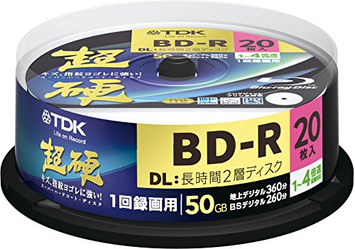 ★楽天スーパーSALE★ TDK 録画 用 ブルーレイ ディスク 超硬シリーズ BD-R DL 50GB 1-4倍速 大容量 ホワイトワイドプリンタブル 20枚 スピンドル 長時間 ドラマ 録画 再生 BRV50HCPWB20PA 送料無料 沖縄・離島含まず