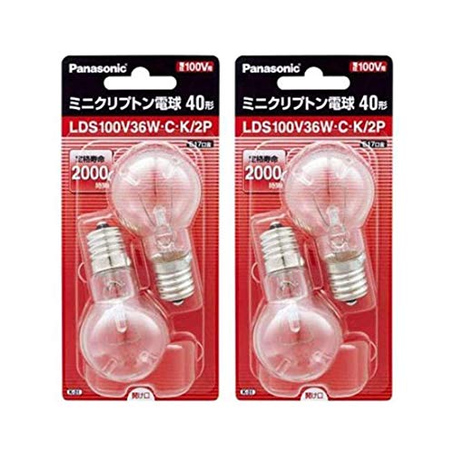 ◆商品名：パナソニック ミニクリプトン電球 E17口金 35ミリ径 40形 2個入 LDS100V36WCK2P (2個セット) アルゴンよりも熱伝導率の低いクリプトンの封入で、長寿命を実現した電球です。外径のコンパクト化によって、スポットライト、ダウンライト、シャンデリア、スタンド、ブラケットなど幅広く使用できます。 【ご注意】アマゾン併売品はアマゾンから発送・配達となりますので予めご了承ください。