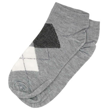 ソックス メンズ 靴下 紳士用 綿混 ショート シンプル くつした 男性用 (アーガイル/グレー 25-27cm) メンズ ソックス 全6色