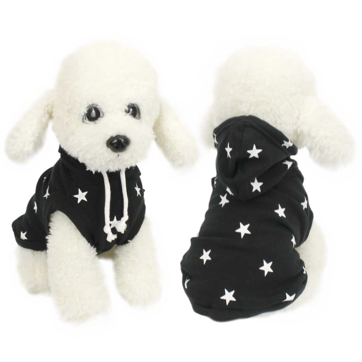 Xlサイズ Xsサイズ Sサイズ Mサイズ Lサイズ 犬服犬服 最大84 Offクーポン 犬 ドッグ犬服 黒犬服 イラスト犬服 犬の服 犬服 春 猫 おしゃれ スウェット ドッグウェア ペット 小型犬用 薄手 パーカー 星柄 かわいい 秋
