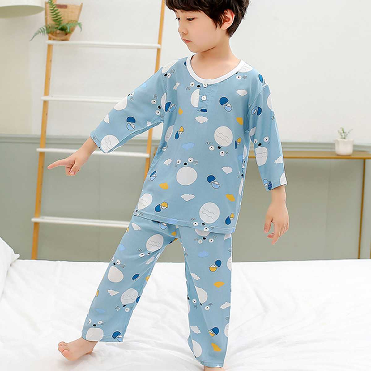 パジャマ 子供 キッズ 男の子 女の子 前開き ルームウエア 上下セット おしゃれ 寝...