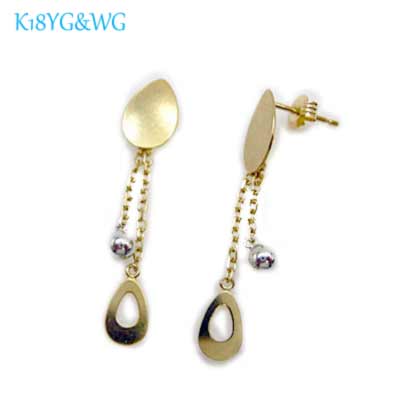 ピアス 雫 しずく 滴 18金 かわいい 揺れる シンプル 1チェーン ツー カラー ドロップ 保証書 イエロー ホワイト ゴールド K18 YG 18K ケース付 プレゼント ラッピング ギフト 贈り物 レディース お祝い 記念 誕生日(4)