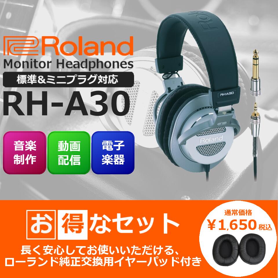 ヘッドホン（売れ筋ランキング） 【数量限定】【交換用イヤーパッドセット】Roland ローランド Stereo Monitor Headphones モニターヘッドホン RH-A30【ヘッドホンお得に買うならピアノプラザ】【電子ピアノ/キーボード/シンセサイザー/電子ドラム/エアロフォン/DJ機器】