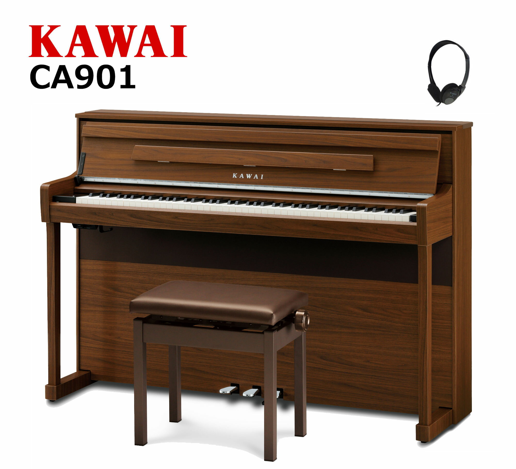 【配送設置無料 ＆ 不要ピアノ引取処分無料】KAWAI カワイ DigitalPiano 電子ピアノ 88鍵 木製鍵盤 響板スピーカー搭載 CA901 NW ナチュラルウォルナット調仕上げ
