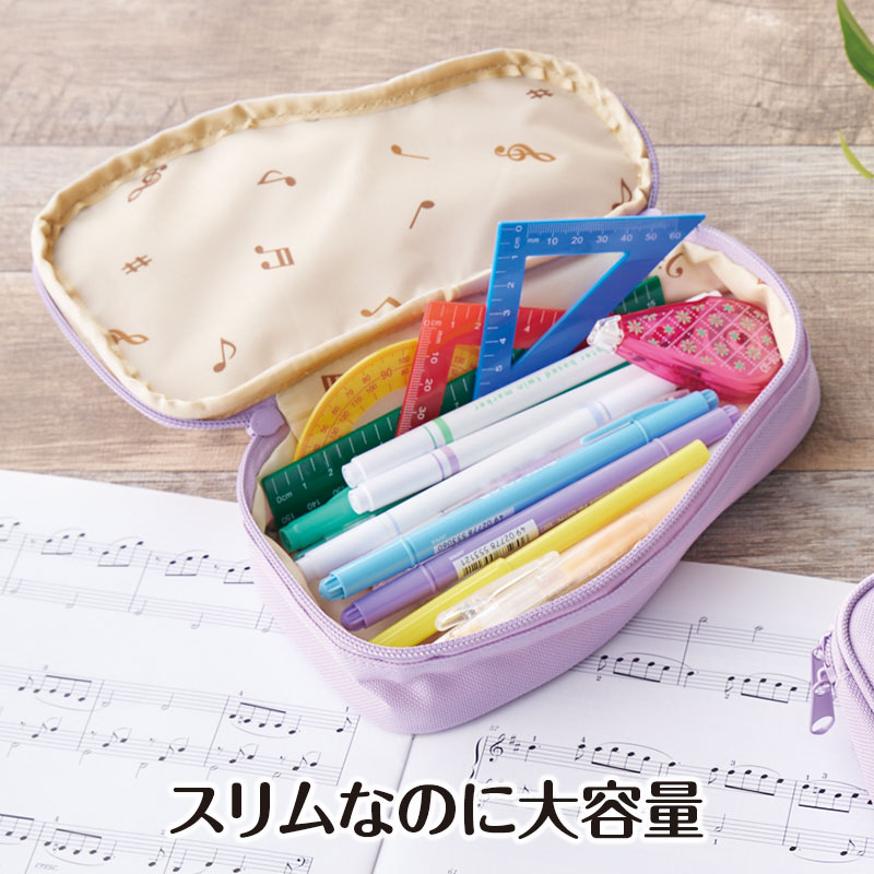 ピアノライン ペンケース（グランドピアノ）パープル piano line ピアノ発表会 音楽発表会 演奏会 ピアノ教室 音楽教室 記念品 ギフト プレゼント ピアノ雑貨 音楽雑貨 ピアノグッズ ピアノ柄 かわいい 可愛い カワイイ 鍵盤柄 音符柄 男の子 小学生 筆箱 文房具 pianoline-10000543 ピアノライン 楽天市場支店 サンプル画像3