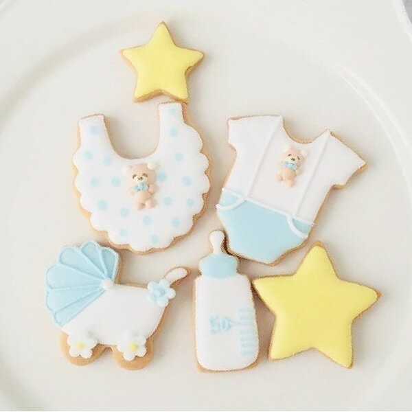 ベビーお祝いセット【名前入りアイシングクッキー】クッキー クッキーセット クッキー詰め合わせ アイシングクッキー バースデーセット お祝いセット 名入れ デコレーションセット 誕生日 バースデーのサムネイル