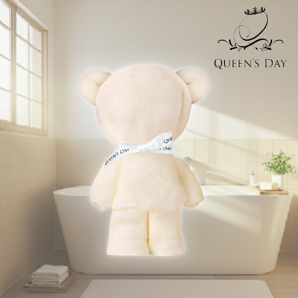 【QUEEN'S DAY】シャワータオル1枚ベア仕様（ミモザアイボリーベア）出産祝 プレゼント 誕生祝 ベビー ..