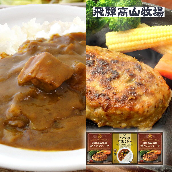 飛騨高山牧場 焼きハンバーグ＆こだわりカレーセットA飛騨牛 ハンバーグ レトルト...