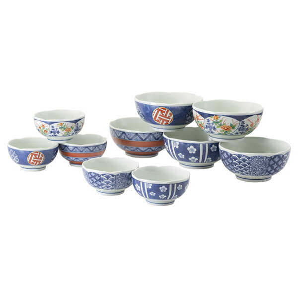 波佐見焼 染錦文様 梅型親子鉢揃(ギフト お祝い 内祝い プレゼント 結婚祝い 結婚内祝い 出産祝い 新築..